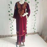 Pure Silk Velvet handcafted Chikankari Straight Kurta Set - NawabiLehaja